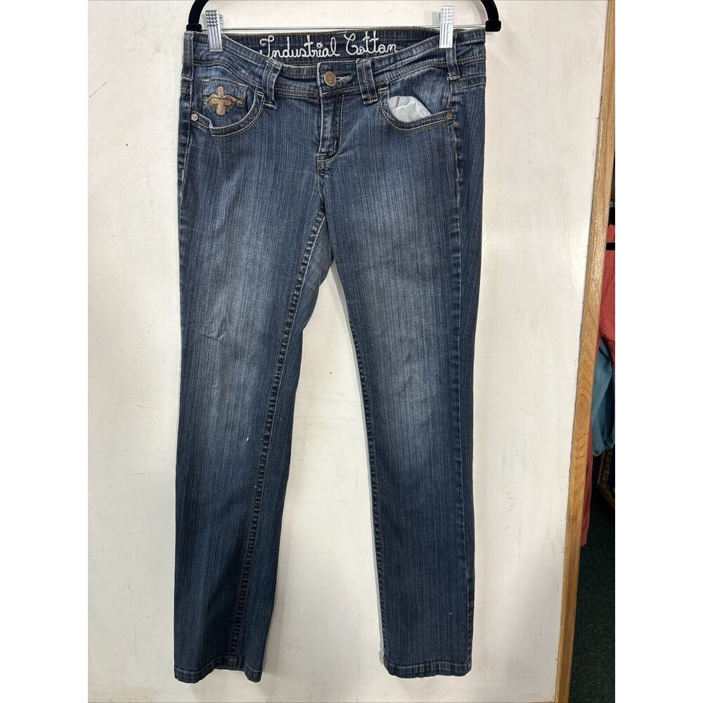 Industrial Cotton Jeans Womens Juniors Blue Medium Wash Low Rise Straight Leg 11